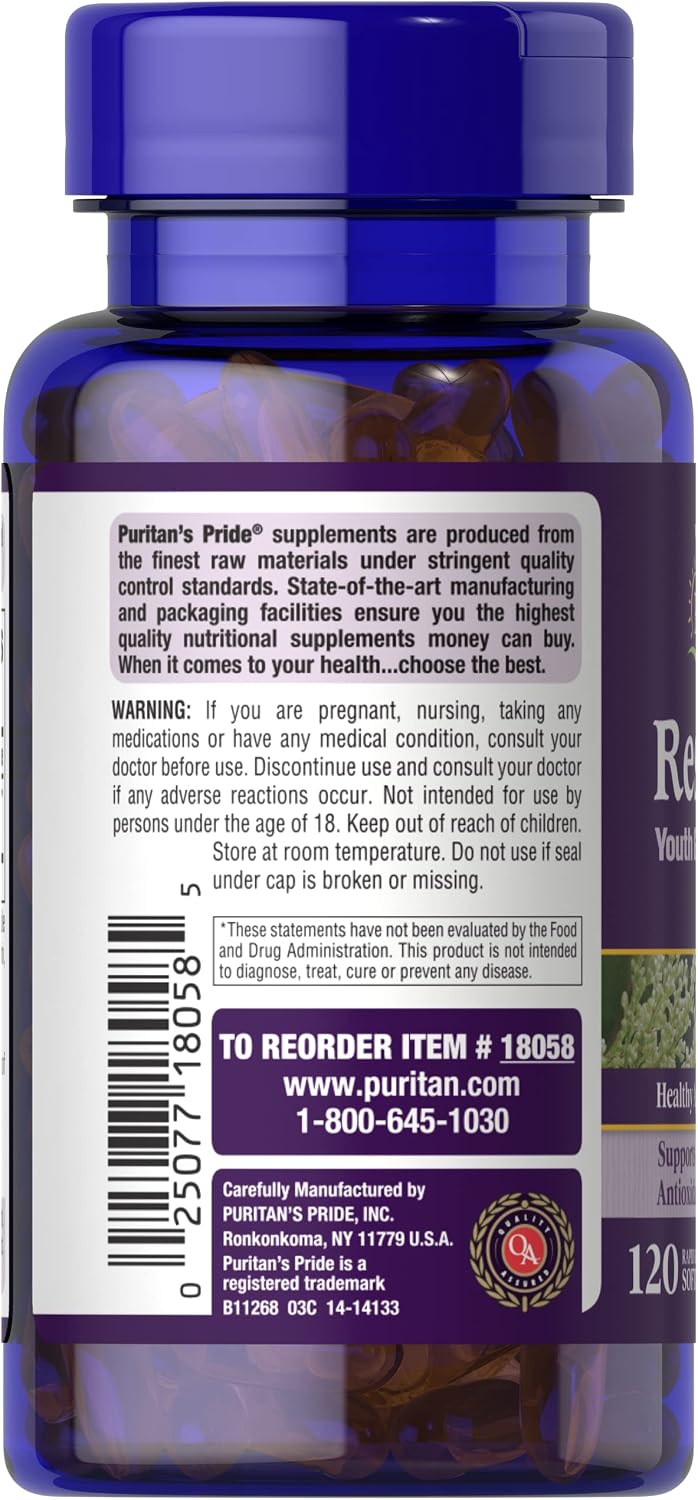 Puritan's Pride Resveratrol 100 mg / 120 Softgels