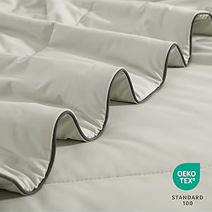 Monbix ChillChilla Cooling Comforter Queen Size-3 Pieces Cooling Blankets for Hot Sleepers and Night Sweats, Double-Sided Summer Queen Comforter Set, Breathable Lightweight Blanket Grey