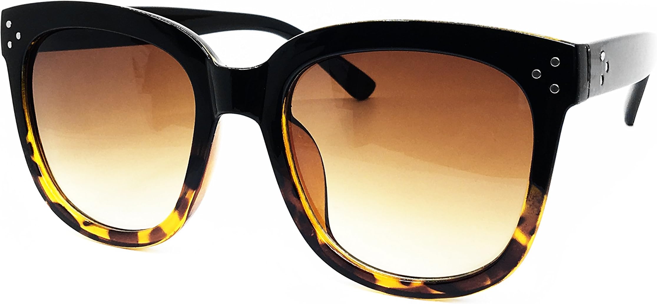 O2 eyewear7222 Premium Oversize XXL Women Men Mirror Havana Tilda Shadow Style Fashion Sunglasses (BLACK/ BROWN, SOFT HAVANA)