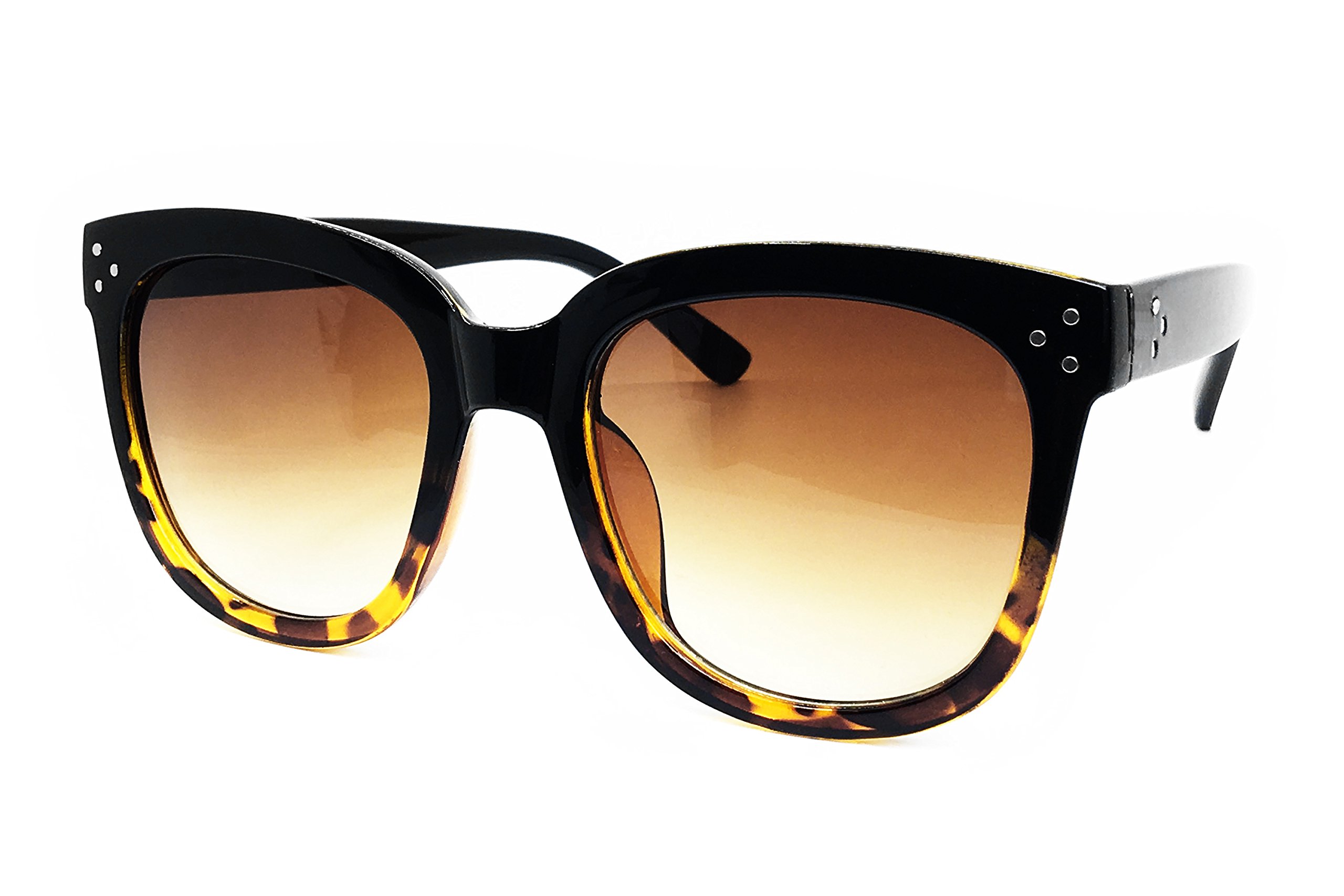 O2 eyewear7222 Premium Oversize XXL Women Men Mirror Havana Tilda Shadow Style Fashion Sunglasses (BLACK/ BROWN, SOFT HAVANA)