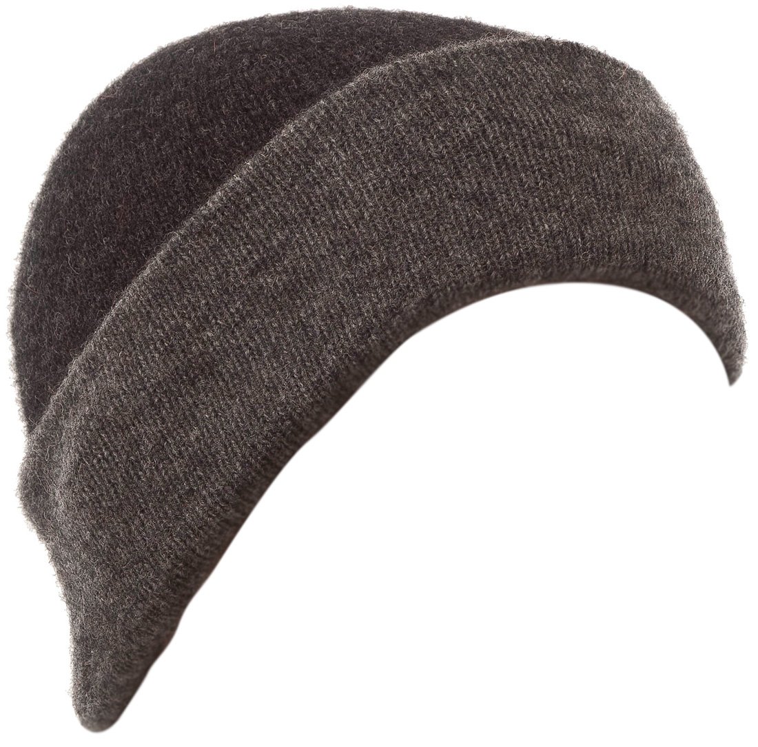 McDonald Textiles New Zealand Wool/Brushtail Possum Blend Two Toned Reversible Beanie Unisex Pewter/Charcoal