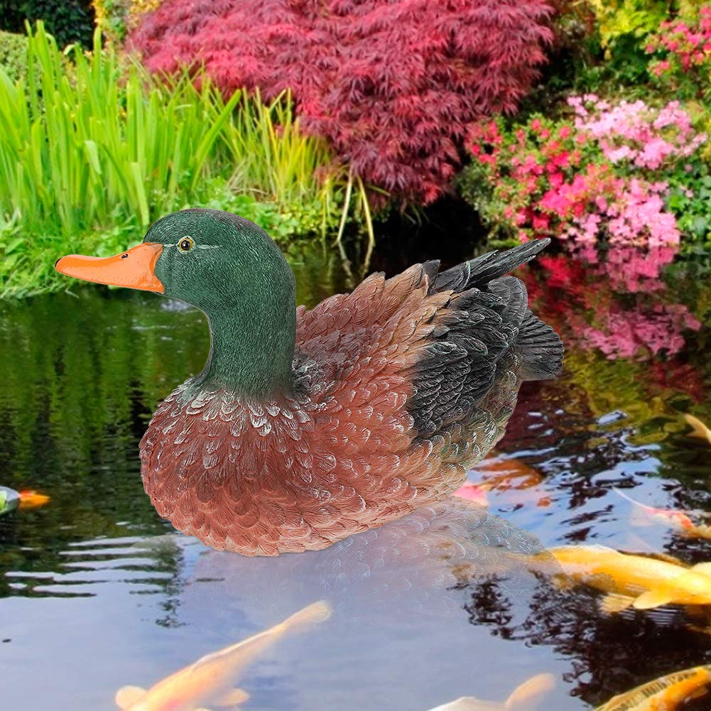 Anatre Ornamentali Esterne Coppia Di Anatre Che Leggono In Resina - Decorazione Giardino 22cm - Stile Rustico Per Esterni E Interni Statua Da Giardino Esterno - Foto 3