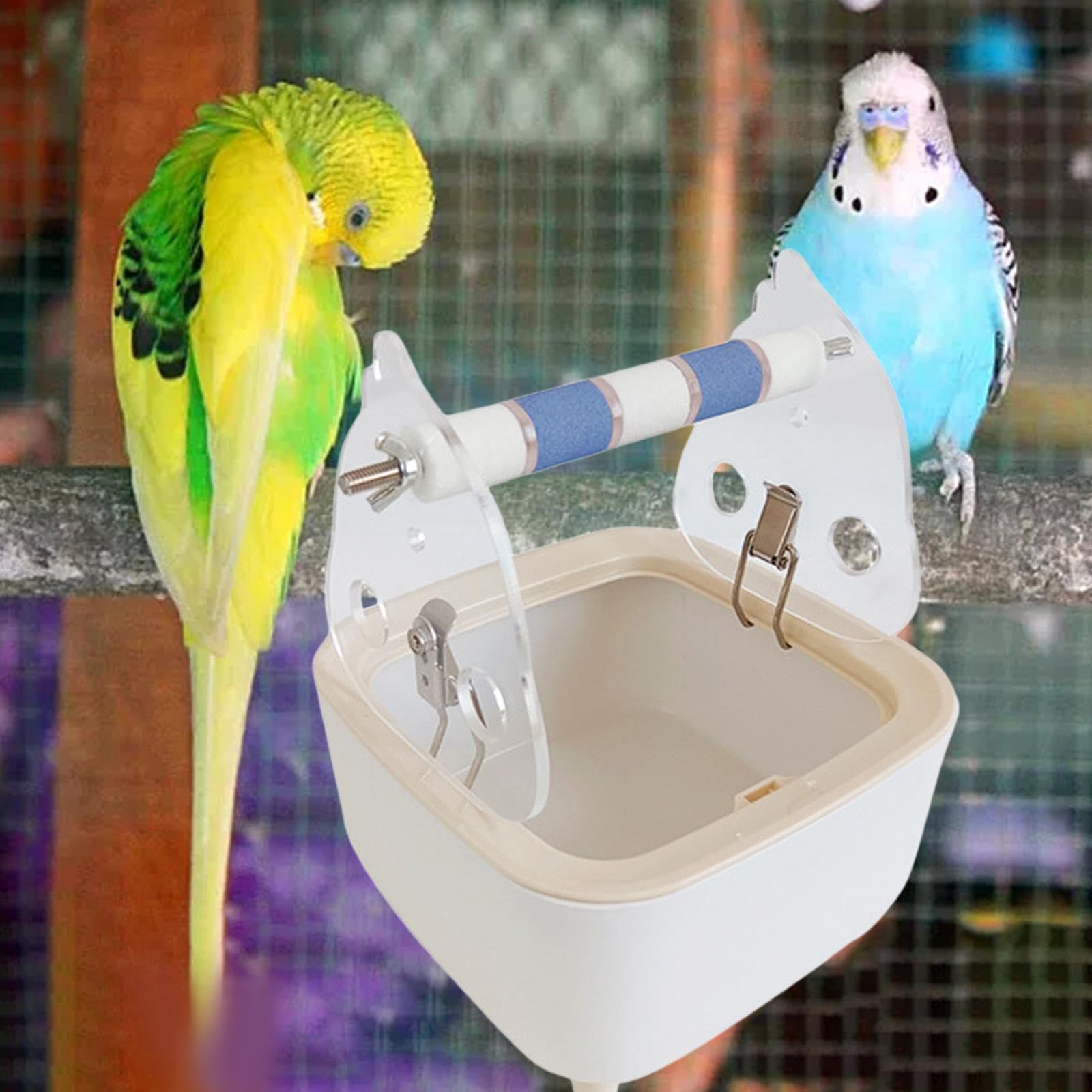 2 set di supporti per WC a punto fisso per pappagalli, ara, cacatua, blu