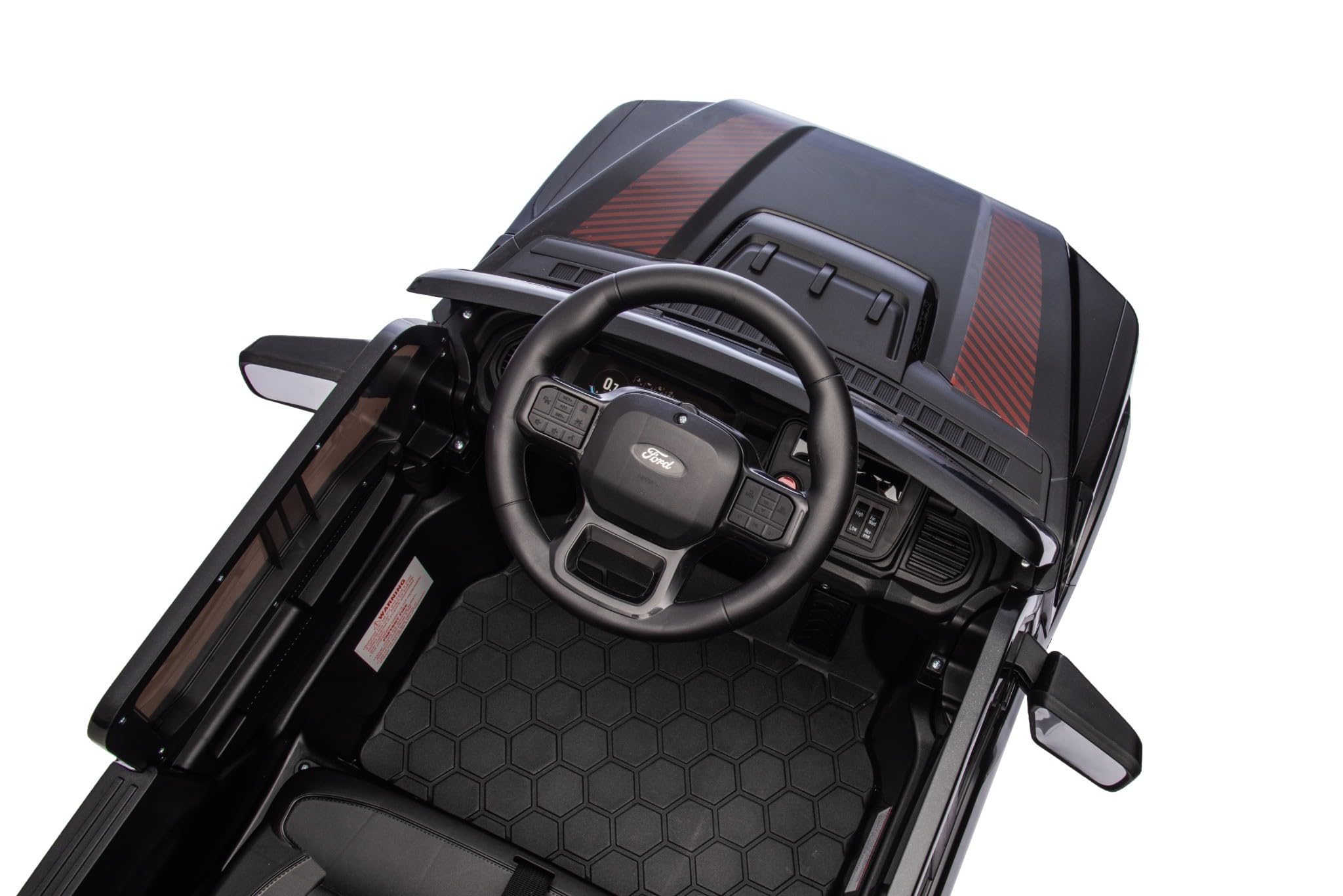 TOYSCAR Auto Elettrica Bambini Ford Raptor 12V Fuoristrada con Telecomando Porte Apribili, Bluetooth Luci LED e TAPPETINI Inclusi (Nera)
