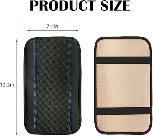 Miniatura 2 de Funda protectora de piel sintética para consola central, para la mayoría de vehículos, SUV, camiones, automóviles (negro y azul)