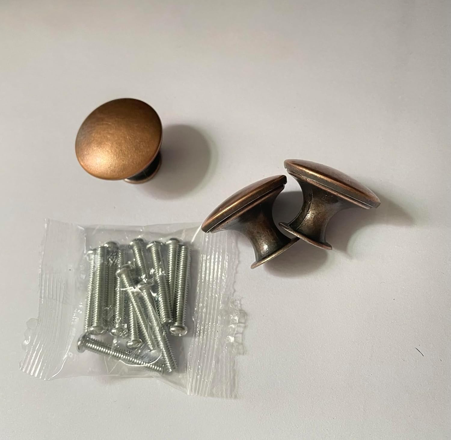 Kitchen Cabinet Knobs Vintage Copper, 12 Pack Round Metal Wardrobe Handles Furniture Hardware Pulls with Screws for Chest of Drawers Cupboard Dresser Door, 30x21mm