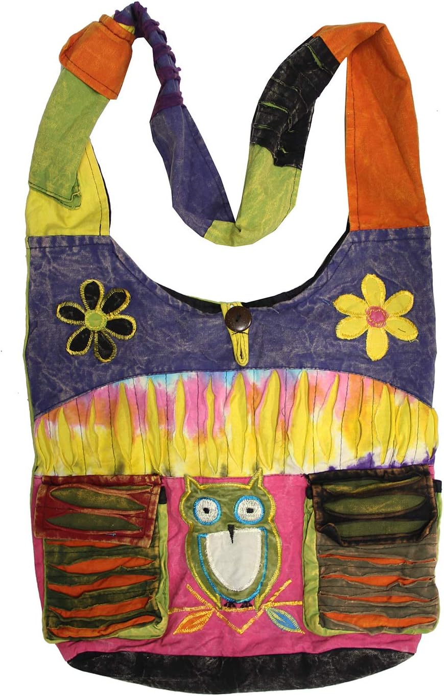 Hobo Bohemian Recycled Patch Peace Crossbody Bag Nepal