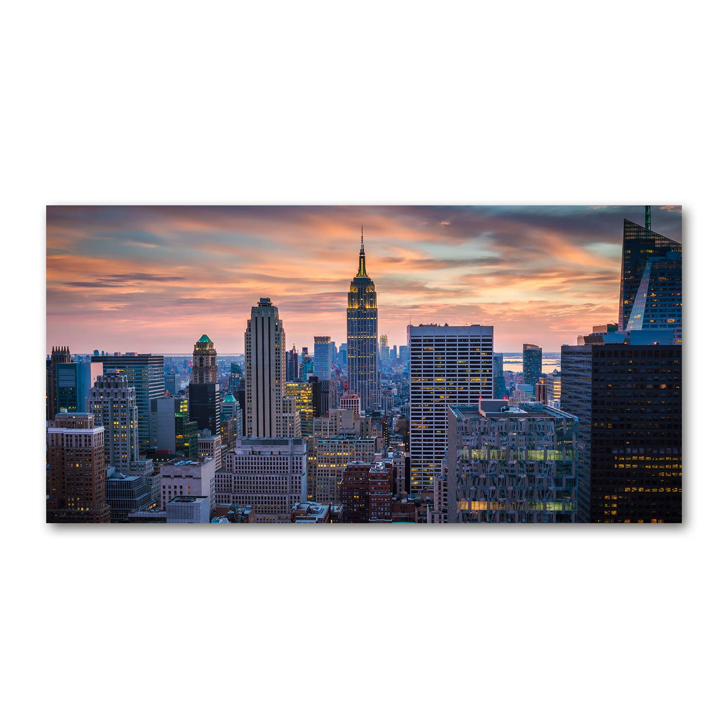 Impression sur verre 120x60 cm tableau photo New York multicolore pour décoration murale moderne