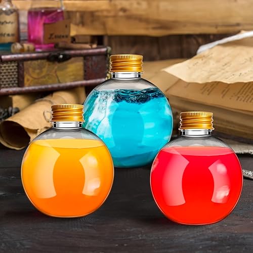 Miniatura 5 de Botellas de plástico con forma de bola de 6 onzas, 30 botellas esféricas de plástico con embudos, botellas redondas transparentes para adornos