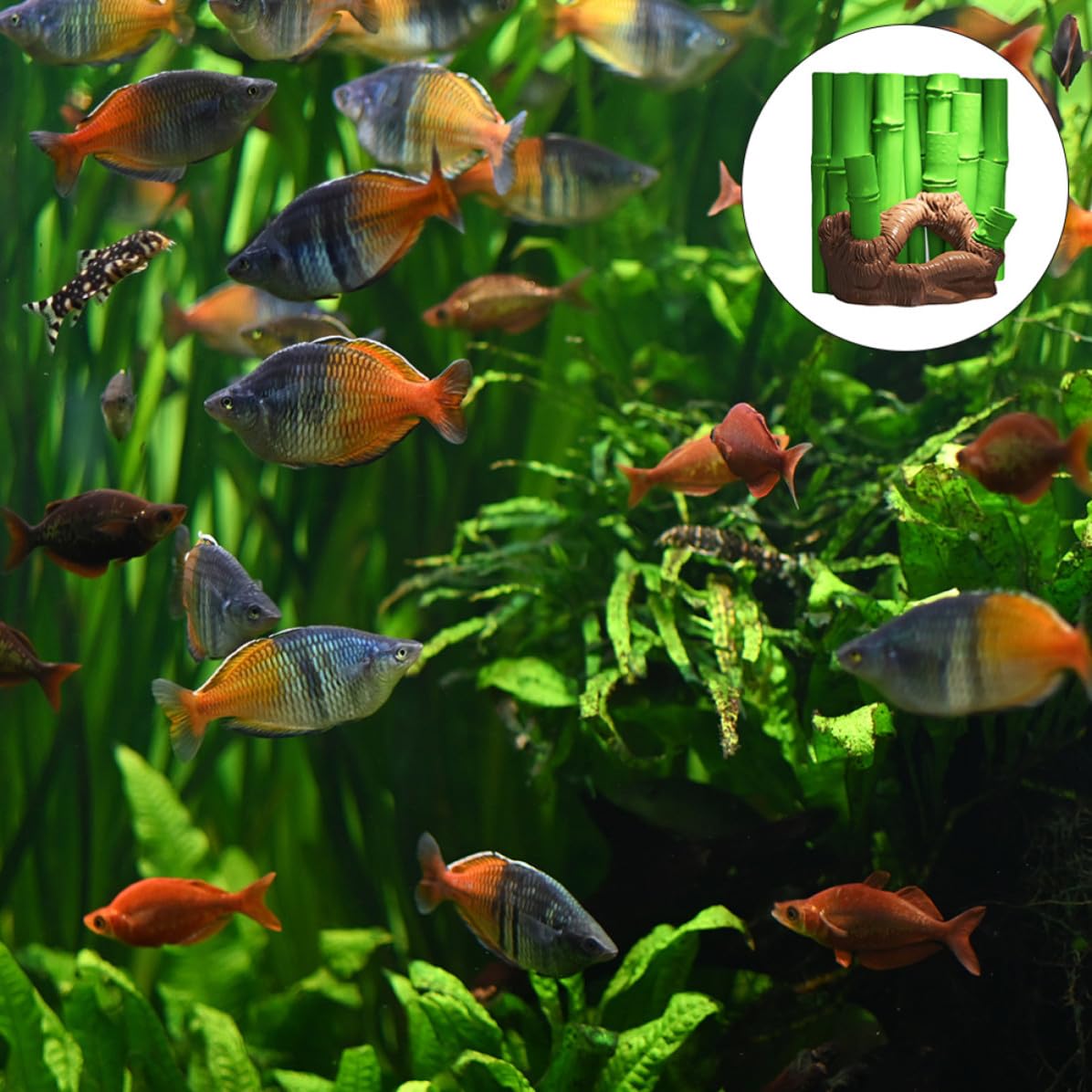 SOLUSTRE Decoración Acuario Bambú 3D Cueva de Escondite en Resina