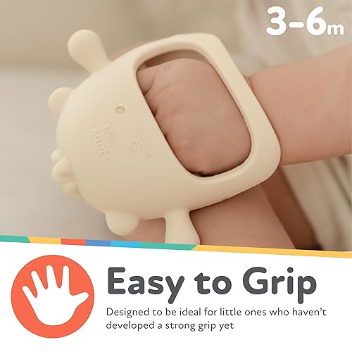 Miniatura 3 de Nuby Manopla de dentición de oso de silicona, alivio calmante de la dentición para tu pequeño, adorable diseño animal, 3-6 meses, sin BPA, solo