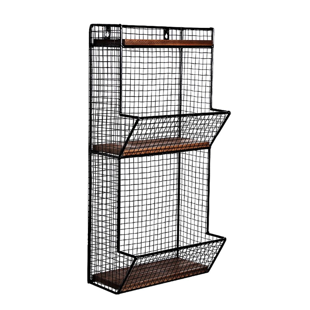 Gspsgj Floating Shelf Wrought Iron Wood Magazine Rack Wall Shelf Wall Shelf Retro Shelf a Word Separ