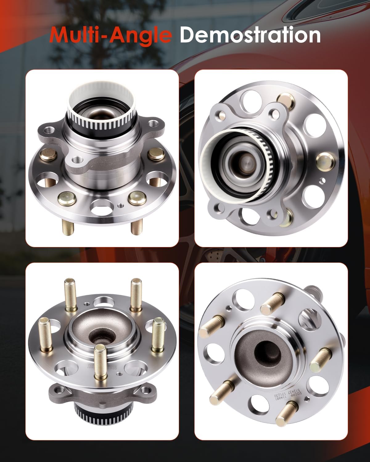 cciyu 512437 Rear Wheel Hub and Bearing Assembly Replacement for fit 2011-2017 for Hyundai Azera, 2014-2016 for Kia Cadenza Wheel Hubs with ABS 5 Lugs (2)