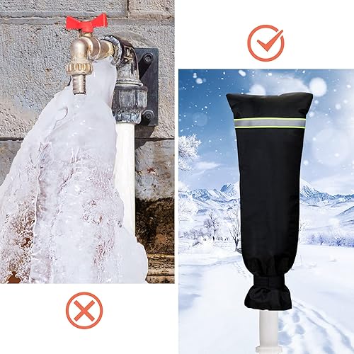 Miniatura 5 de Cubierta grande para grifo para exteriores con tira reflectante de invierno, calcetines de grifo de jardín, protección contra congelación, calcetín