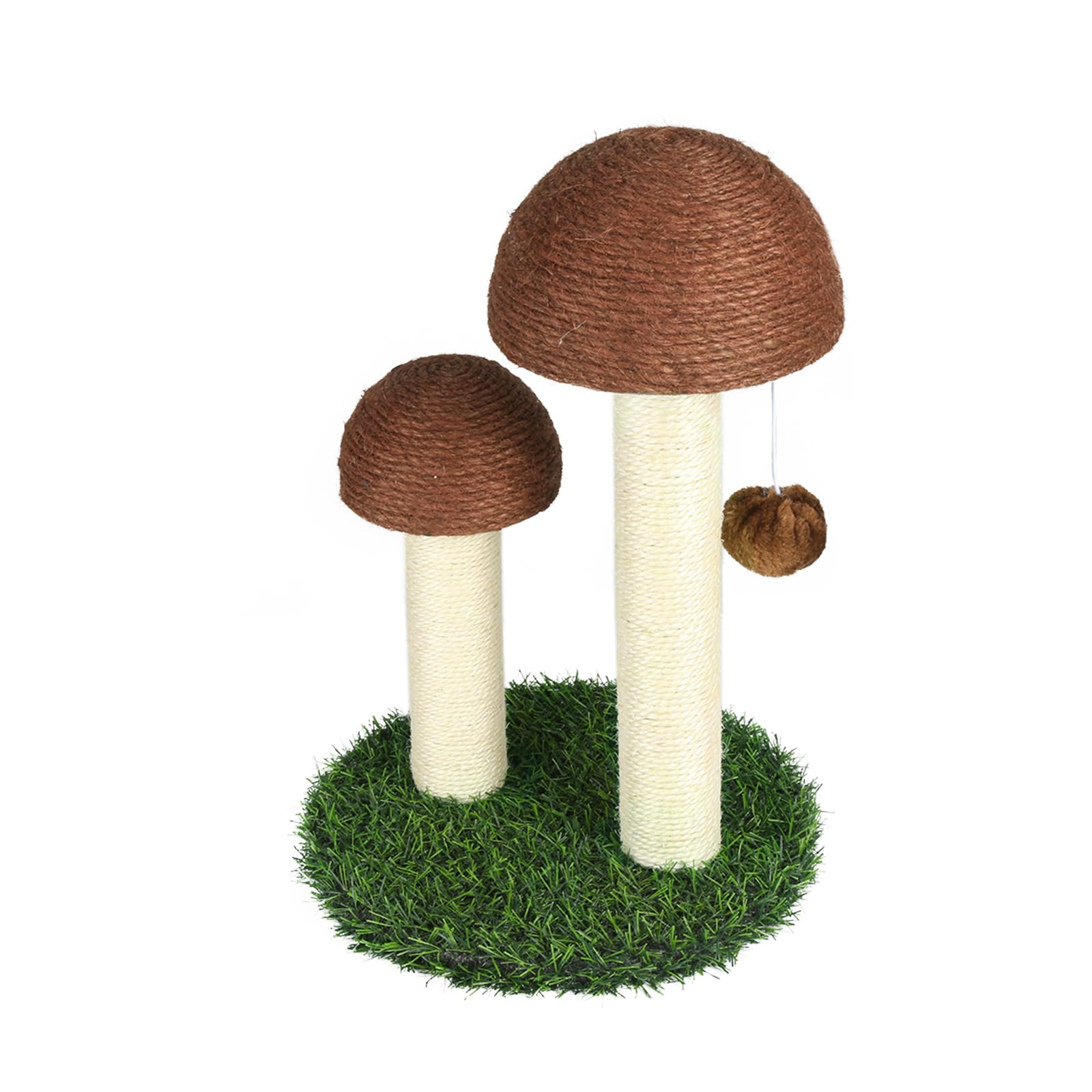 Arbre a Chat Fleur avec Gros Griffoir, Griffoir Chat Poteau Sisal à Griffer en Forme de Champignon pour Chaton Marron 47cm-30 * 30 * 47cm