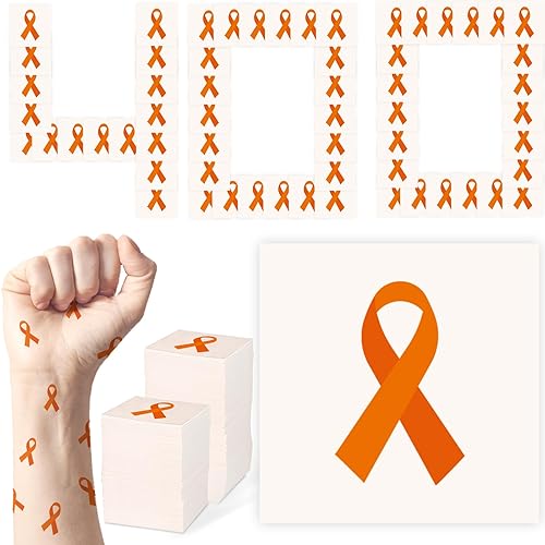 Miniatura 1 de 400 piezas de tatuajes temporales de cinta naranja TDAH autolesión infantil Leucemia Artículos de concientización sobre leucemia infantil Regalos