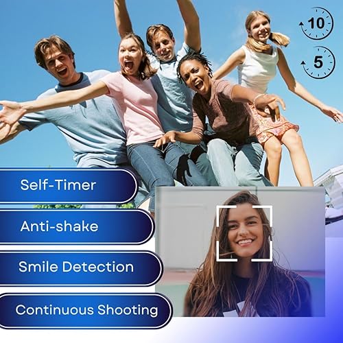 Vista 4 de Ultimaxx Cámara digital compacta de 44 MP con zoom digital de 16X, 2.4 LCD de enfoque automático Vlogging YouTube Point & Shoot Cámara digital