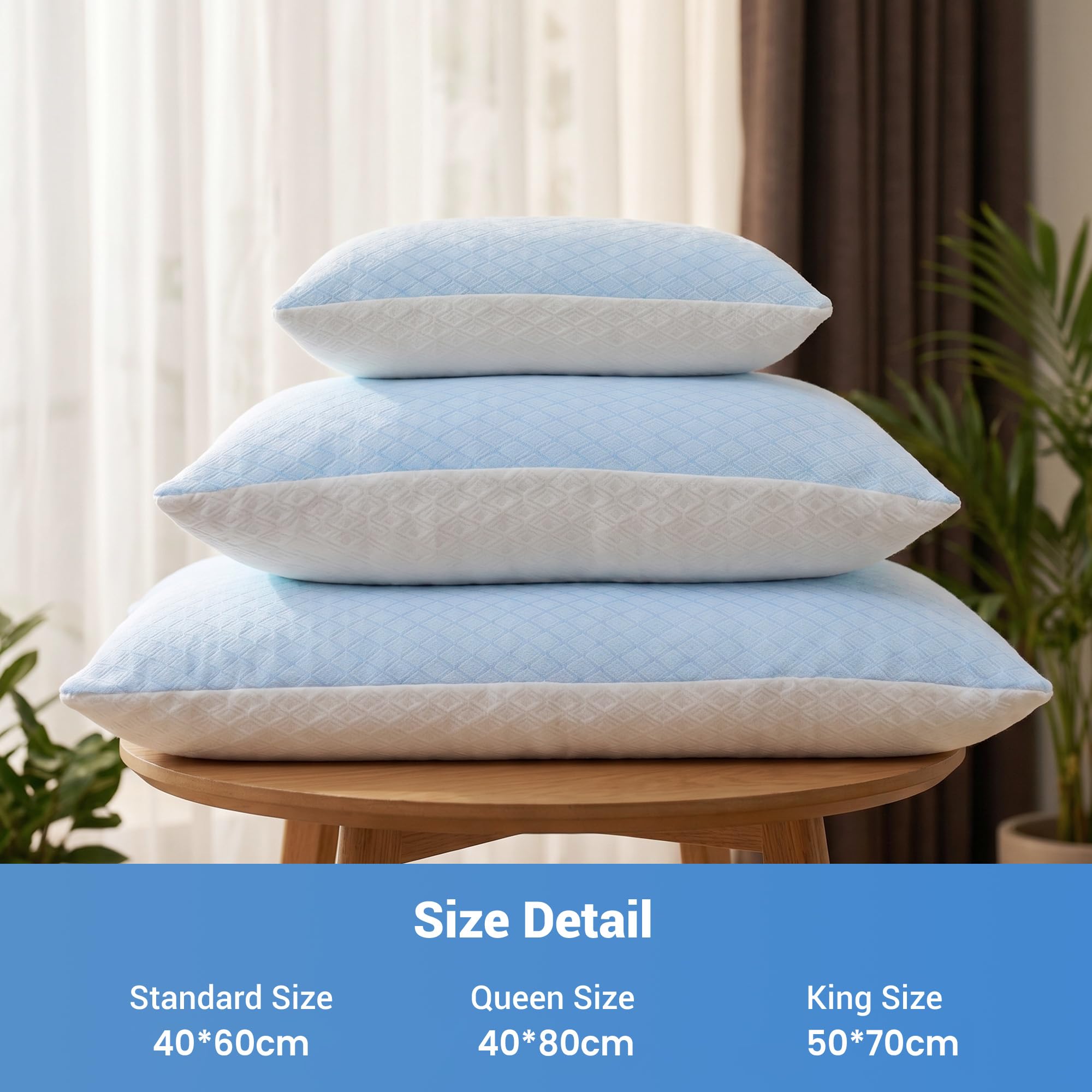 Deodar Almohada Viscoelástica Cervical Suave y Transpirable con Soporte para Cabeza y Cuello – 40x60 cm Blanco Espiral 2 Piezas