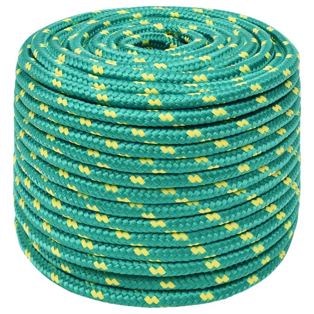 vidaXL Bootsseil Ankerleine Festmacher Tauwerk PP Leine Seil Tau Polypropylenseil Geflochten Flechtleine Grün 12mm 50m Polypropylen