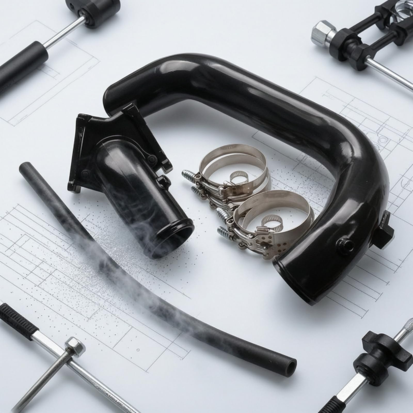 predolo Kit Tubo Aspirazione Aspirazione Nera Tubo di con Fascette Alta Efficienza per Elaborazione Auto