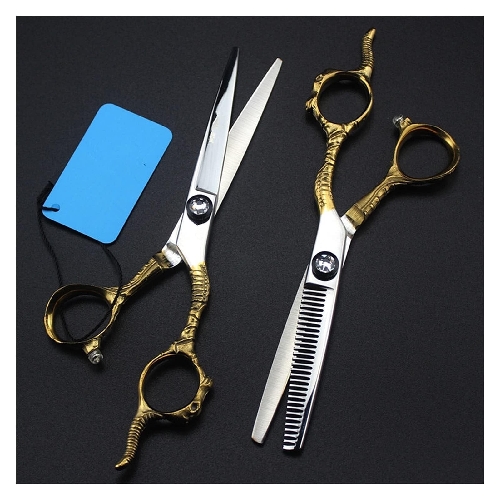 Forbici da Taglio per Capelli con Impugnatura A Drago da 6 Pollici - Forbici da Barbiere Professionali per Parrucchieri E Sfoltitori per Comfort E Precisione（Set-B）