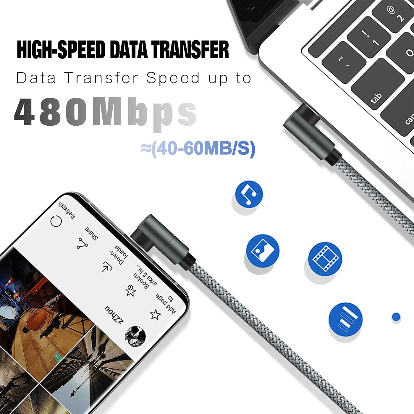 USB C to Lightning Cable MFi Certified PD Fast iPhone 12 Charging 6ft Cable 90 Degree Type C Charger Cord Compatible with iPhone 13/12/12 ProMax/12Mini/11 Pro Max/X/XS/XR/8, iPad 8th (Grey) … - Image 3