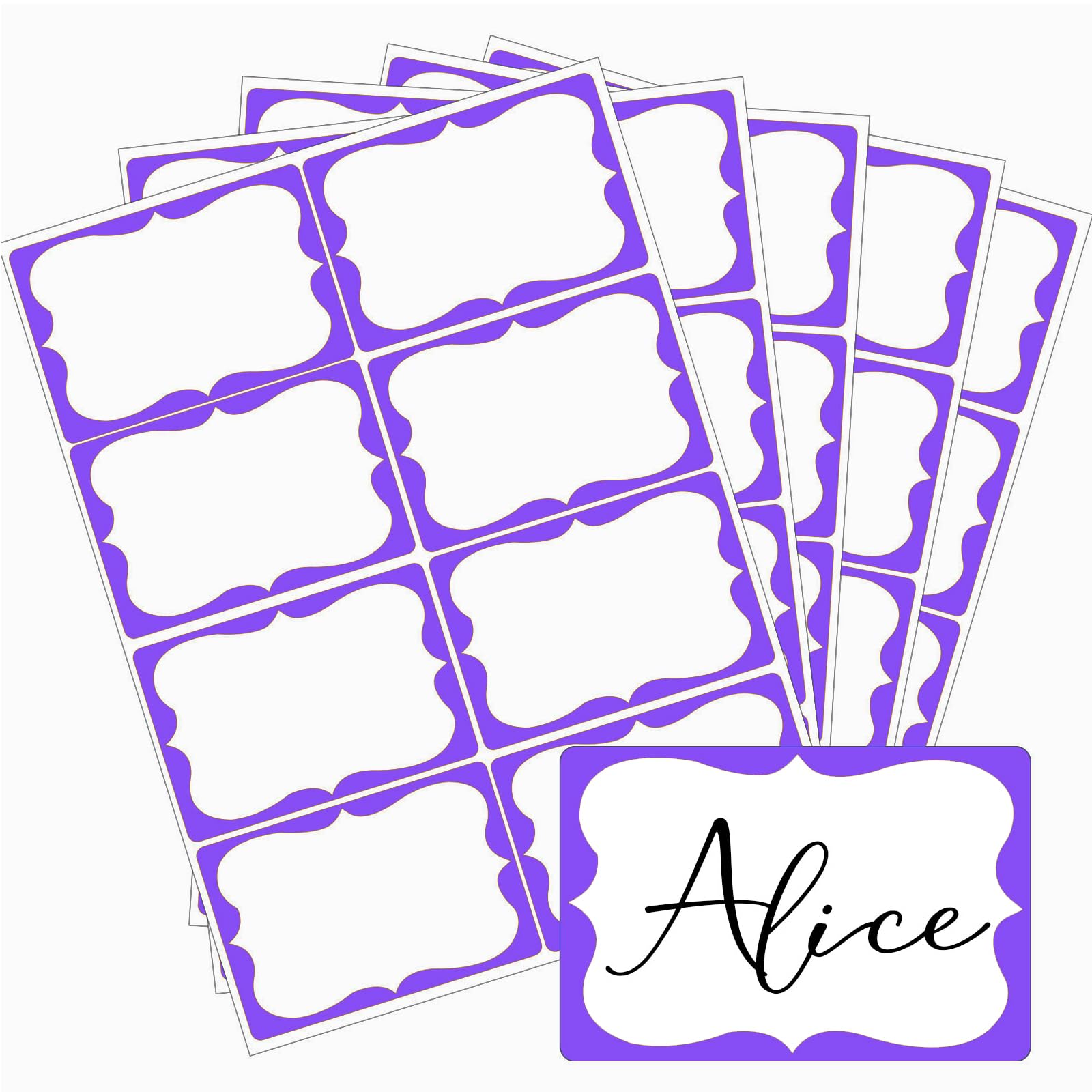 Purple Name Tags,2"x 3" Name Tag Stickers with Purple Border 200 Pcs Adhesive Name Tags Sticker Name Badges Labels for School, Office, Home, Party,