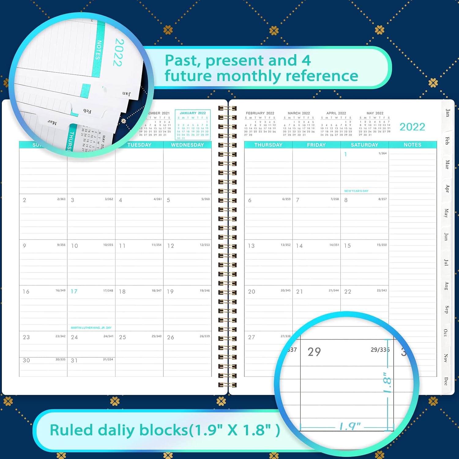 Monthly Planner 2022 - 2022 Monthly Planner, May. 2022 - Jun. 2023, 18 Months Planner, Monthly Planner, Banded with Exquisite Inner Pocket, Waterproof Hardcover