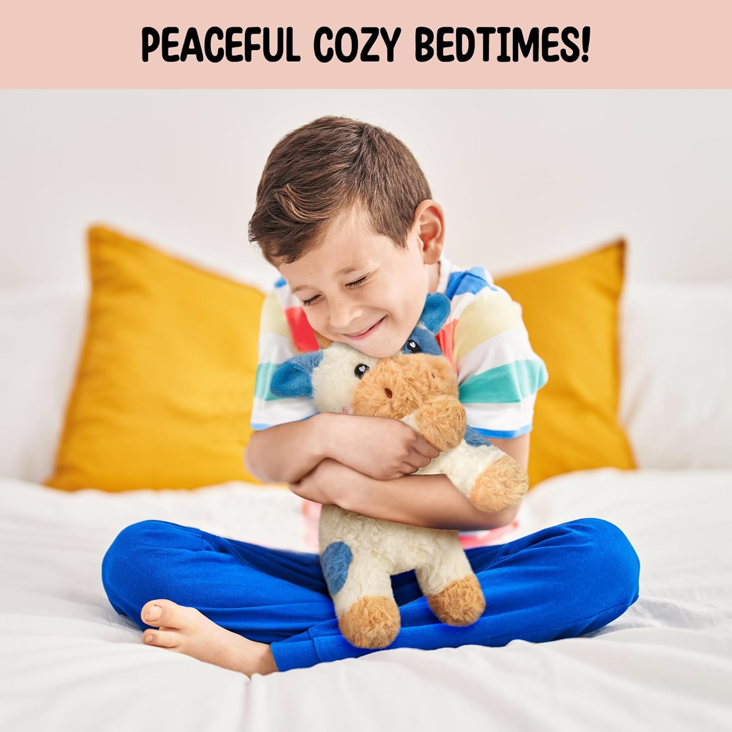 Cow Microwavable & Weighted Stuffed Animals - 1.5 Lbs Unscented Heating Pad for Period Cramps Pain Relief and Anxiety, Cute Cow Plush Toys Gifts for Women Girls Adults and Kids by Happy Fuel