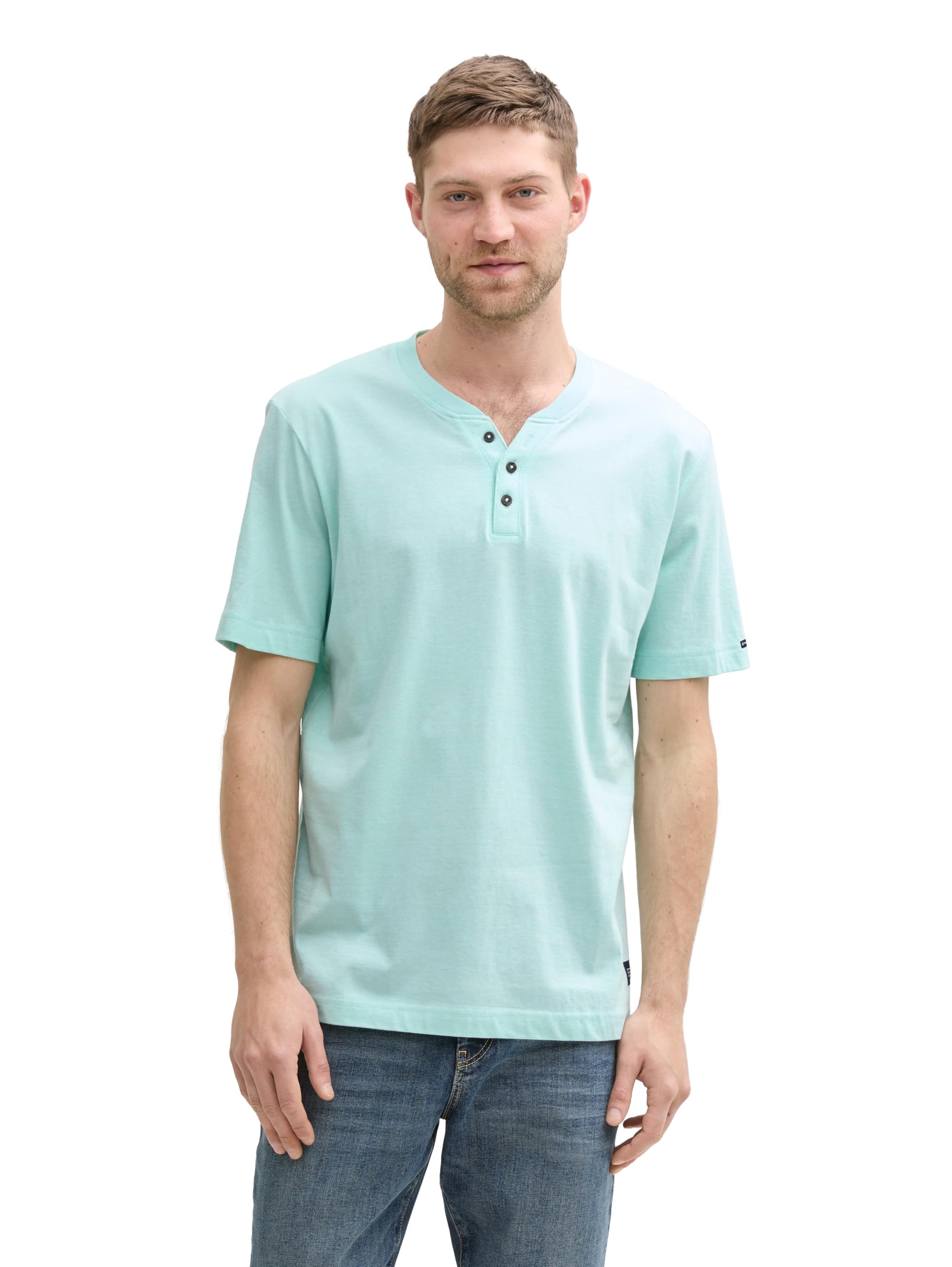 TOM TAILOR Men's Henley Cotton T-Shirt