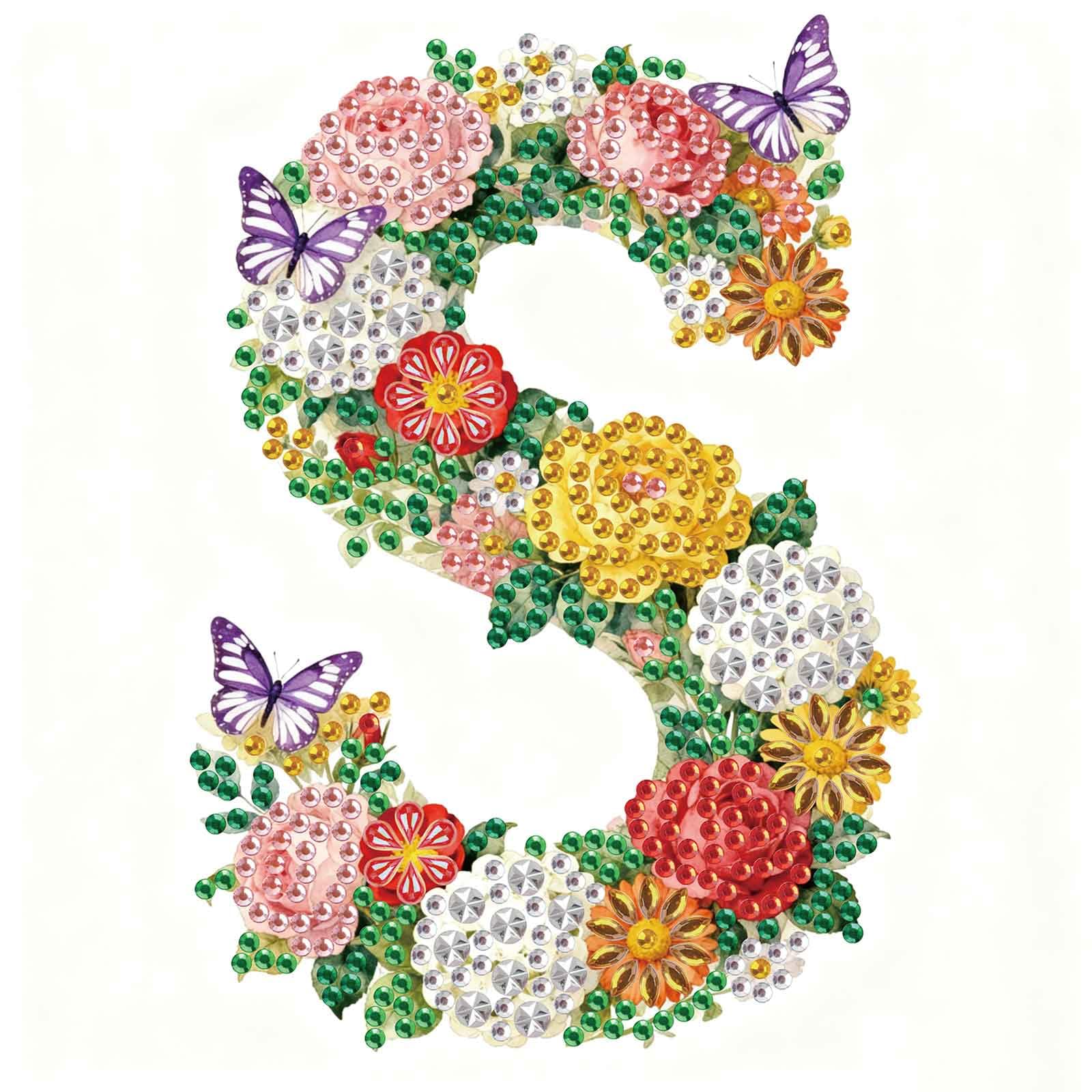 5D Diamond Art Kits - Floral Alphabet Designs -1