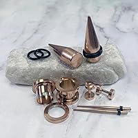 Vista 18 de BodyJ4You kit de 37 piezas de diferente calibre para dilatar perforaciones de oreja, aceite de jojoba, 14G-00G, acero quirúrgico Negro