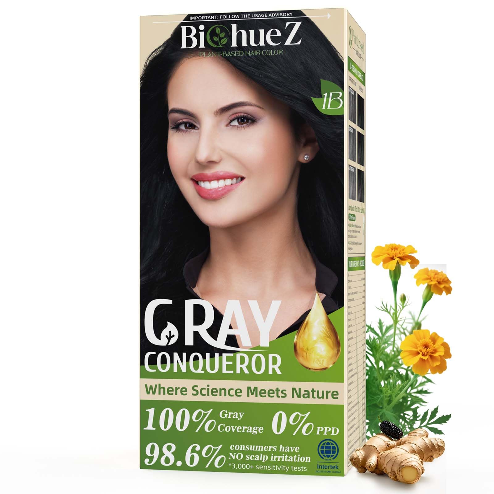 Permanent Hair Dye Gray Coverage Hair Dye PPD-Free Hair Color Natural Black Hair Color 1B Obsidian Noir Black