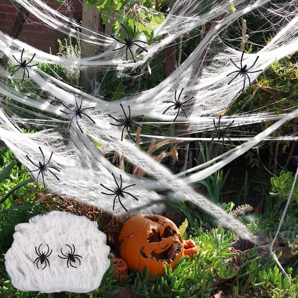 Toile D'araignée D'halloween, 200g Toiles D'araignée Avec 40 Fausses Araignées,Toile D'araignées Extensibles,Decoration Halloween Toile D' Araignée,Pour Table Maison Jardin Et Halloween Horror Party