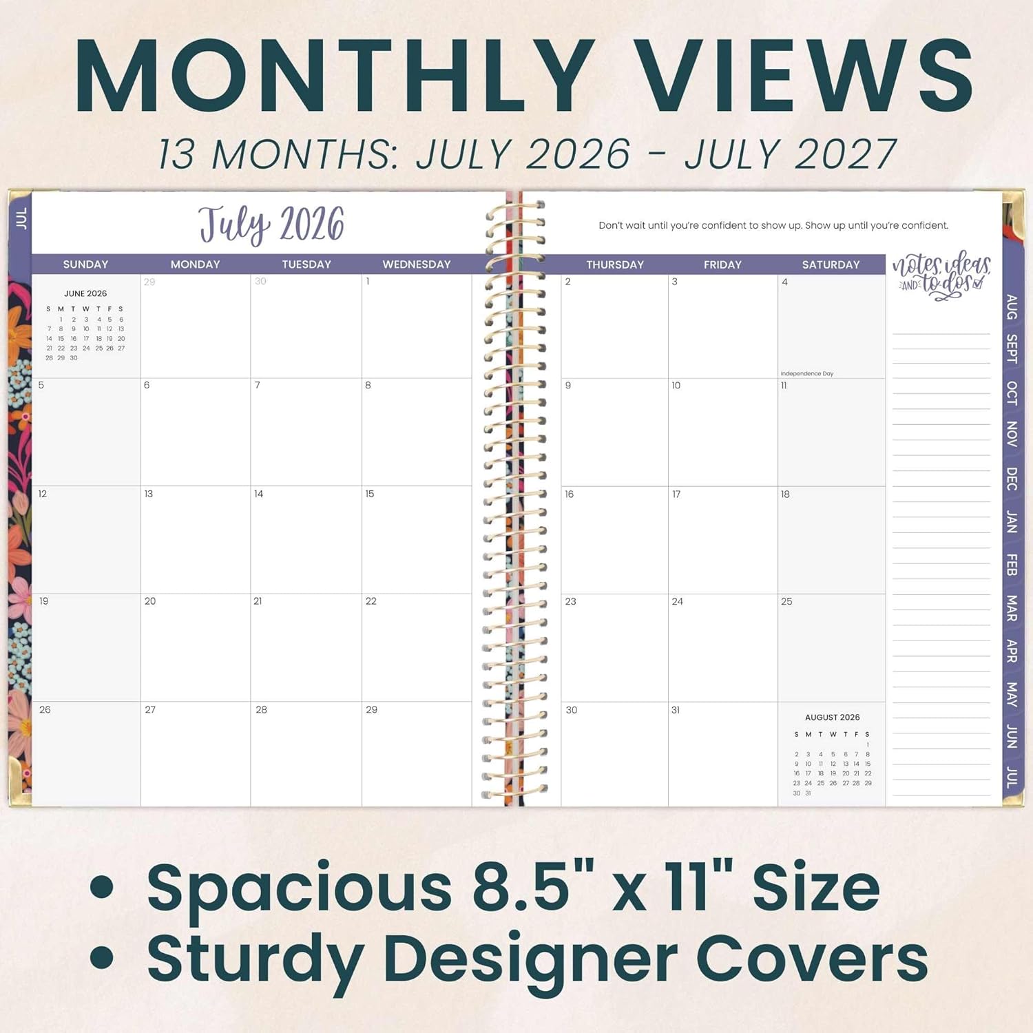 bloom daily planners HARDCOVER Planner 2026-2027 (8.5" x 11") Academic Year (July 2026 - July 2027) - 13 Months Task Goal Planner for Women - Monthly & Weekly Agenda Book - Floral Fiesta