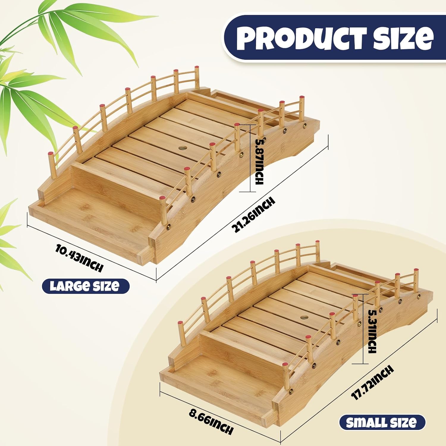 Wooden Sushi Boat Bridge – Large Sushi Serving Tray for Japanese Food Display, Sushi Platter, Sushi Train Dining, Party Serving Board, Restaurant & Home Kitchen Decoration(17.2X8.4X5.2in)