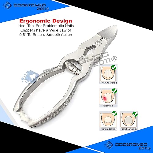 Miniatura 8 de OdontoMed 2011 Podólogo Mycotic Toenail Nippers 6", doble acción cortador de uñas Alicate Trimmer Profesional Acero inoxidable ODM