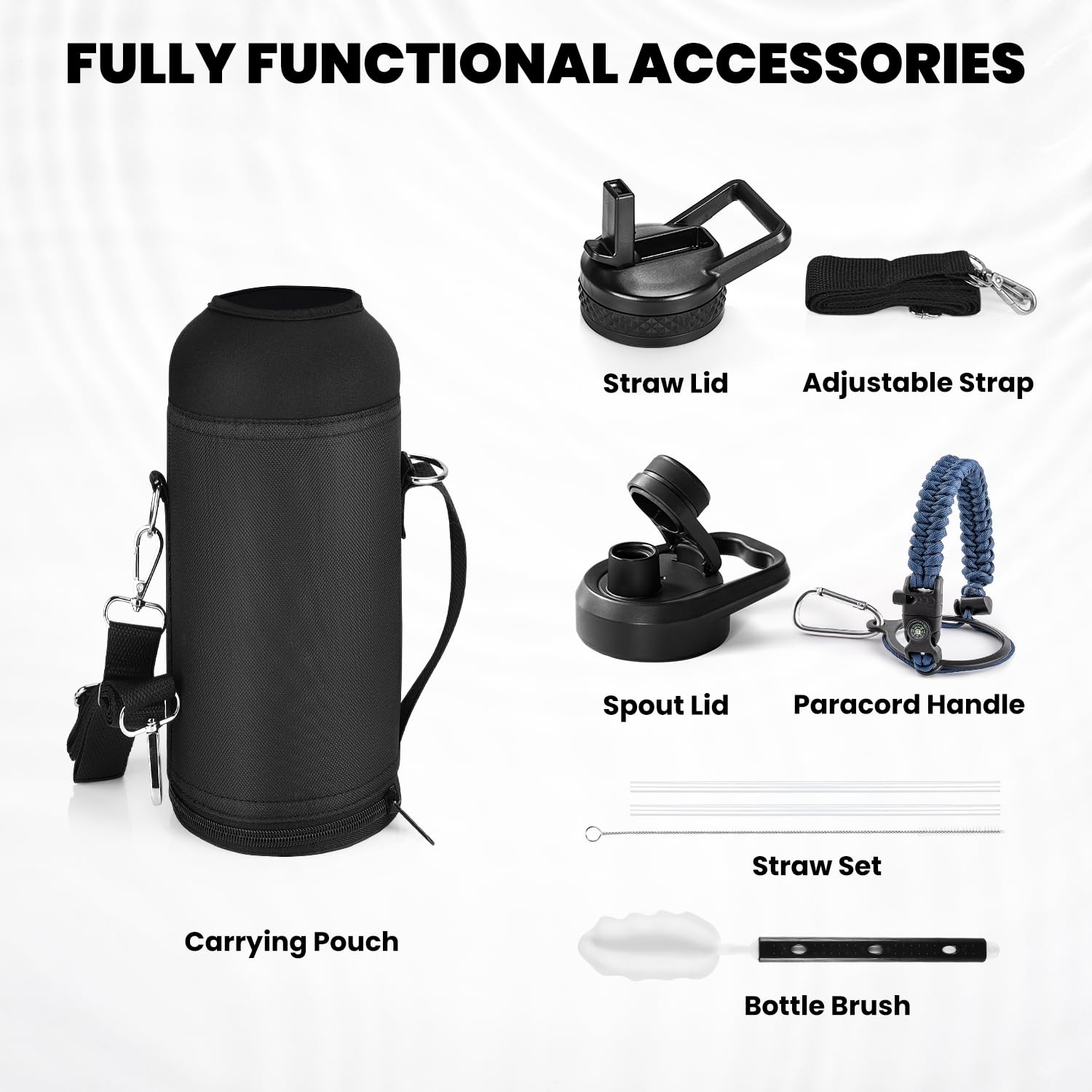 RAYMYLO Insulated Stainless Steel Water Bottle with Straw & Spout Lids - Image 7