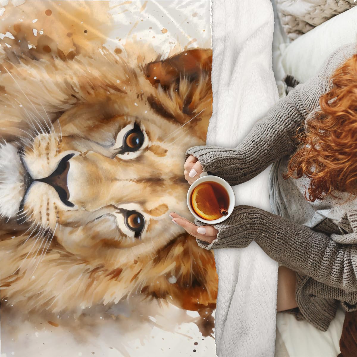 Amazon.com: Lion Throw Blanket, Cozy Fleece Blanket, Animal Lion