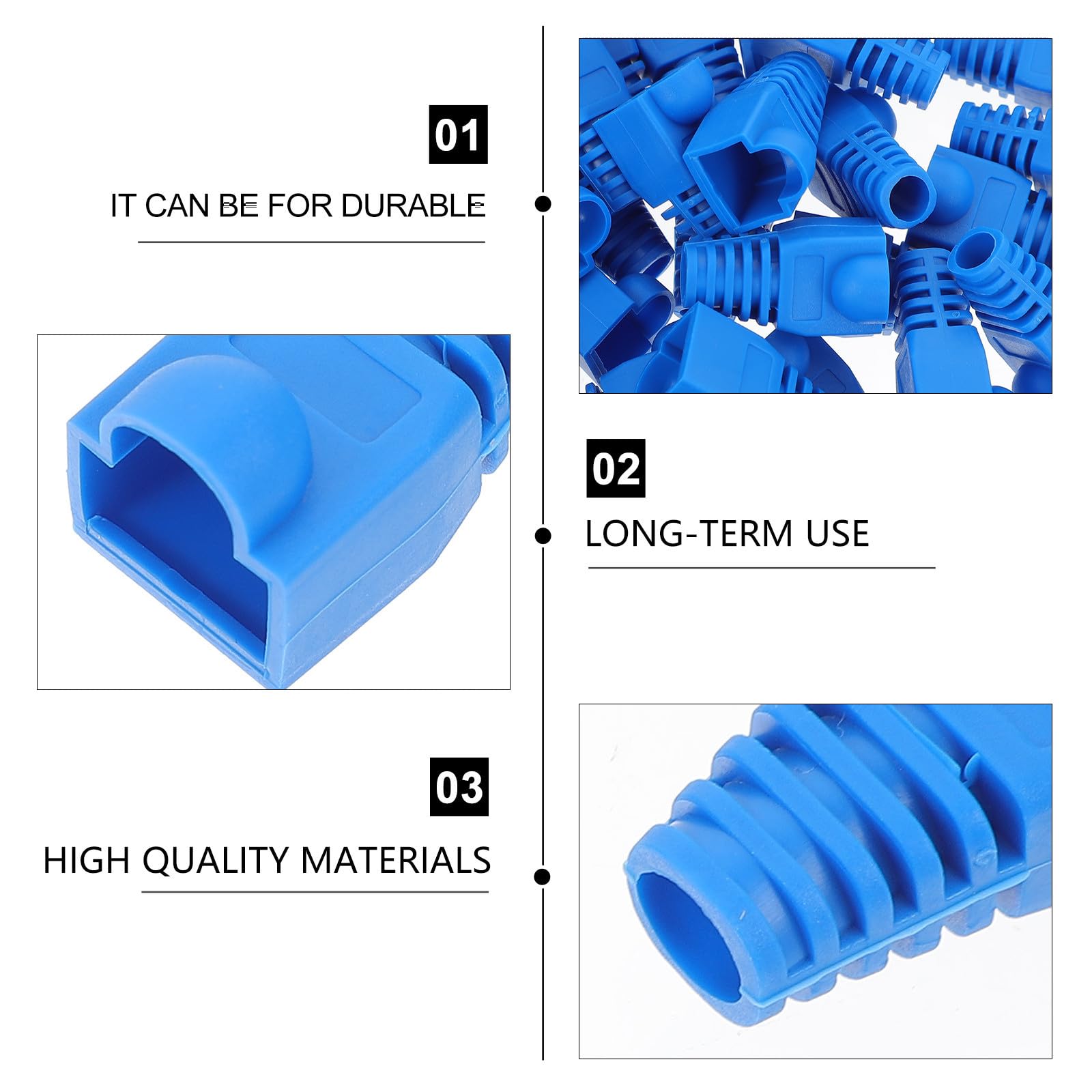 Kichvoe Cubierta de Protección para Conector Rj45 y Cable de Red, Plástico Azul, 100 Piezas, Evita la Entrada de Agua y Protege el Enchufe