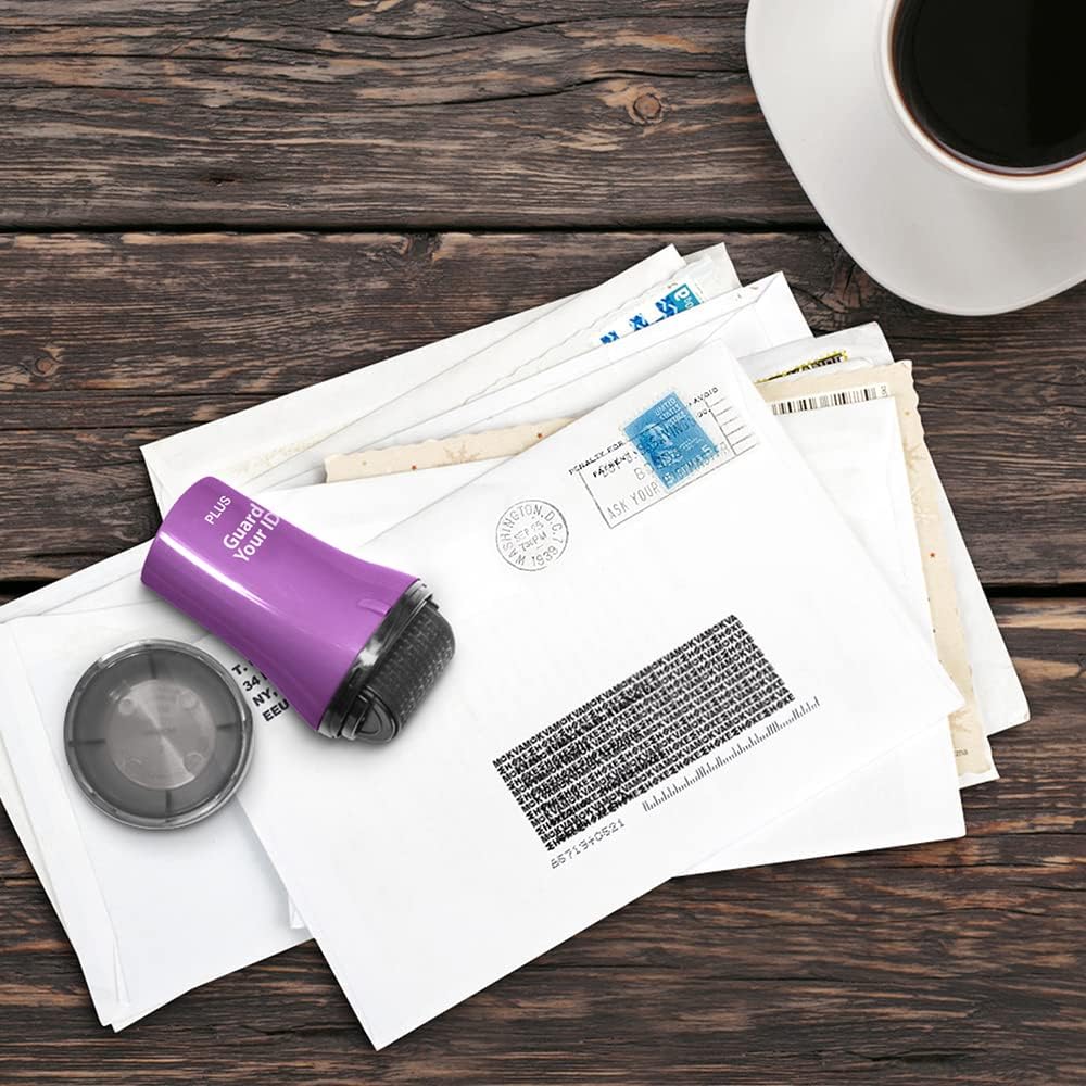 Wide Advanced ID Roller Stamp by Guard Your ID, Privacy Protection and Identity Theft Prevention, As Seen on TV (3-Pack, Blue, Pink, Purple) Wide Mixed Color: Blue, Pink, Purple image 6 of 8 B0BT3ZWHLY