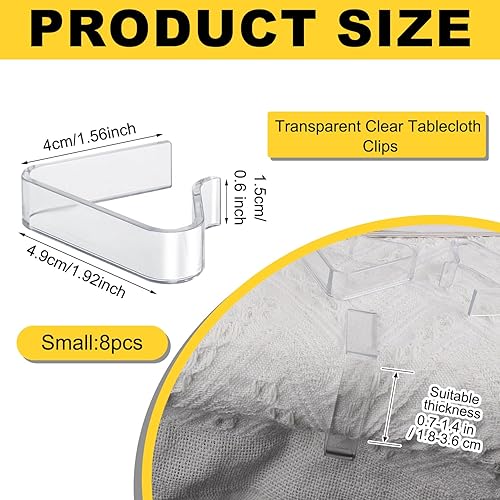 Miniatura 9 de LUTER 8 clips de plástico para mantel, clips transparentes para mantel de picnic, clips para manteles de 1.4 a 2.2 pulgadas de grosor, Navidad,