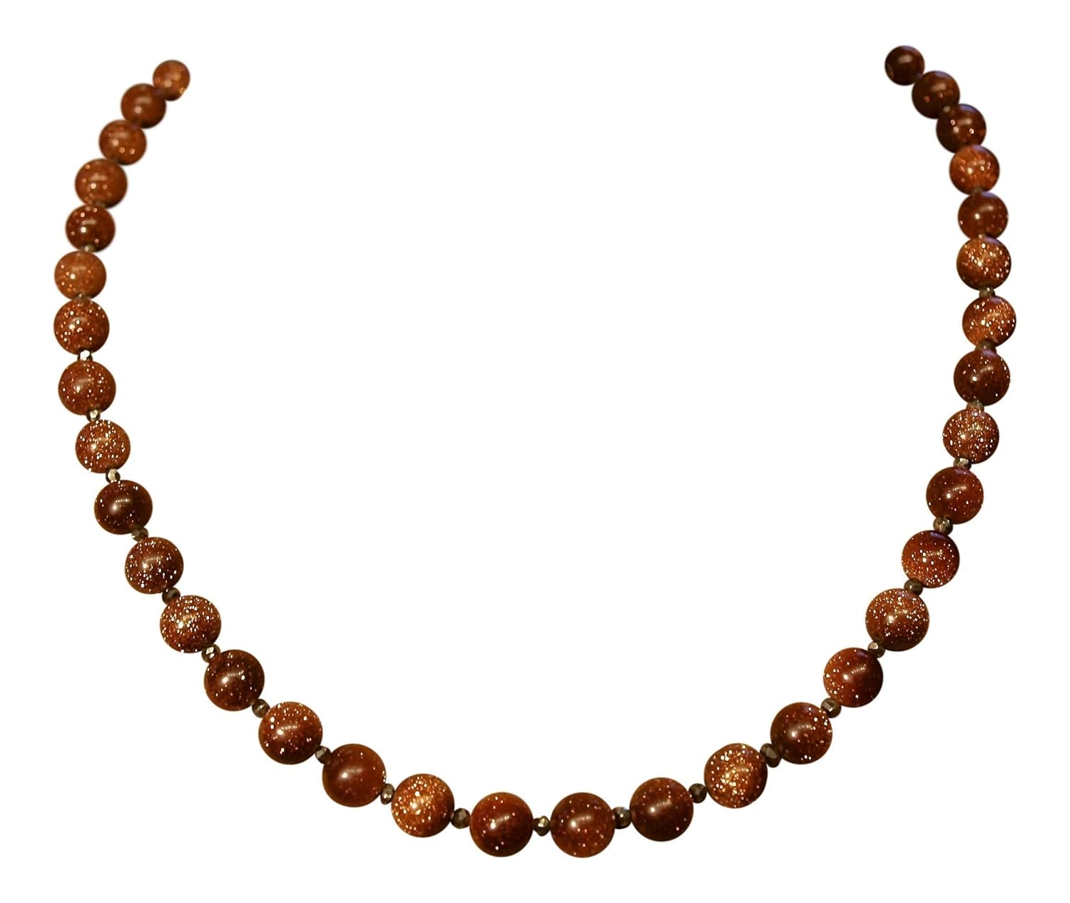 Gold Stone & Iron Pyrite Necklace with Sterling Silver