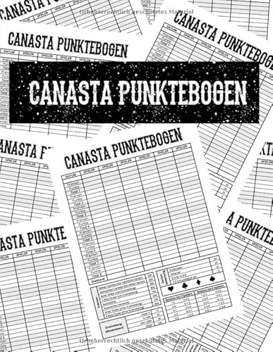 Canasta Punktebogen: Spielblock, Block mit 100 Blatt, Größe 8.5x11 Zoll (ca. A4)