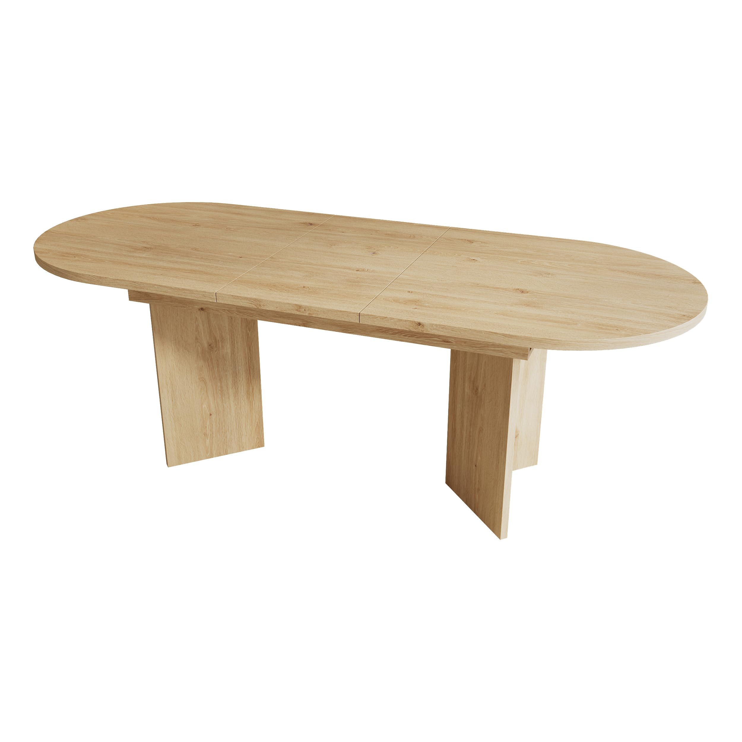 SUKY Mesa de comedor extensible, adecuada para 4 – 6 personas, con esquinas redondeadas, mesa de comedor de estilo simple, extensible, 120/160 x 80 cm, color roble