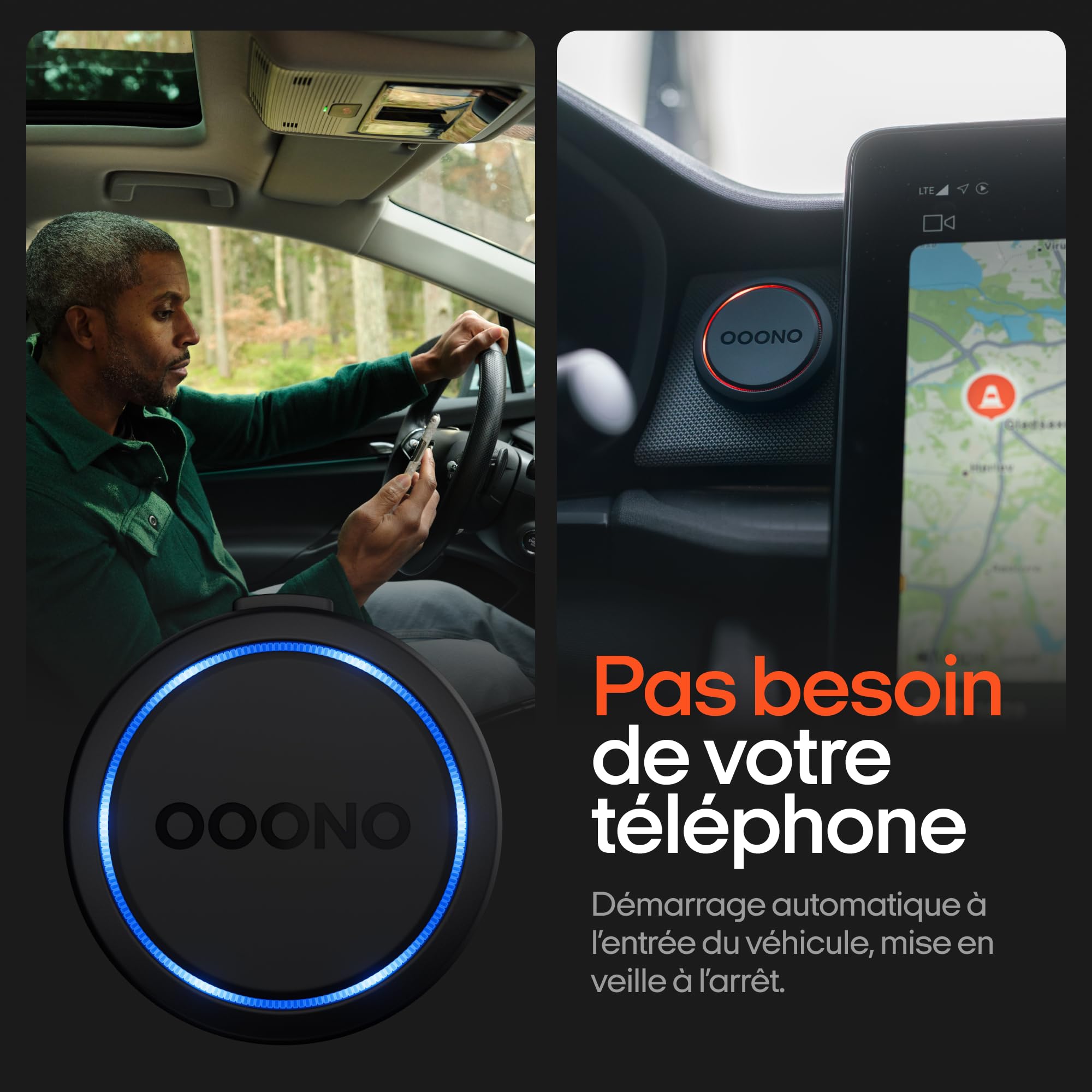 OOONO Co-Driver NO2 – Détecteur de radars avec alertes de radars de Section, de Vitesse et Dangers de la Route – sans Abonnement, Installation Facile, Alertes en Temps Réel, Longue Autonomie