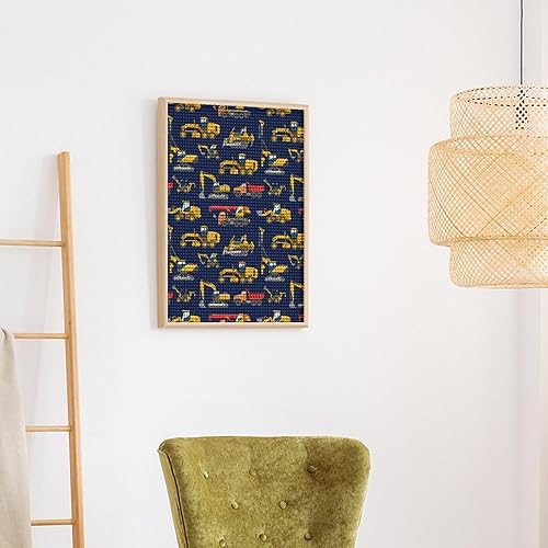 Miniatura 4 de MZERSE Kit de pintura de diamante 5D para adultos, compatible con excavadora de excavadora de construcción, azul marino, kit de arte de diamante