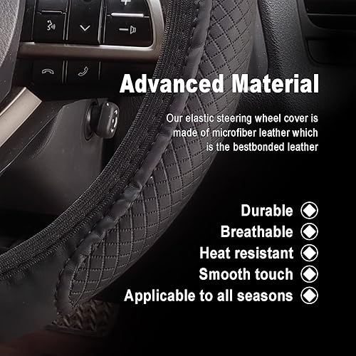 Miniatura 3 de Funda de cuero de microfibra para volante, con mango de agarre antideslizante que mejora el control, ajuste universal para la mayoría de autos,