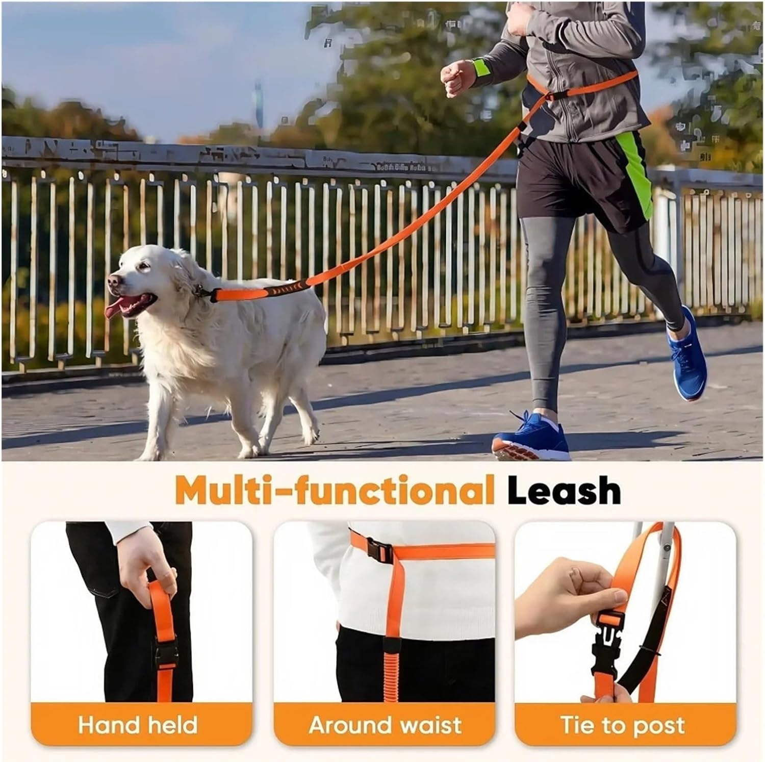 Heavy Duty Tactical Dog Leash 5-8Ft Shock Absorbing Bungee with Padded Handle for Running Training Medium Large Dogs Car Belt Attachment(C)