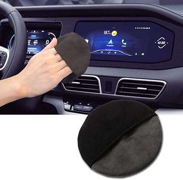 Car Screen Cleaner, Microfiber Auto Screen Cleaning Pad, Foldable Touch Screen Cleaner Cloth for Vehicle Dashboard LCD Display, Rapid Dust Removal for Car Display Round/Black&Gray